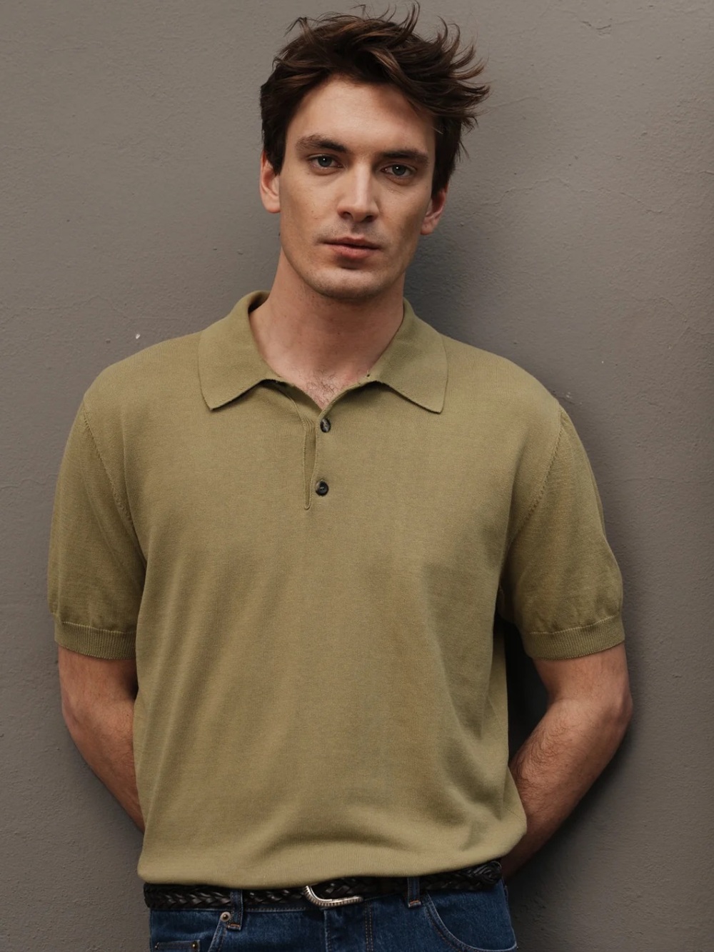Classic VELASCA Olive Short-Sleeve Polo Shirt / 40 
Medium - Large